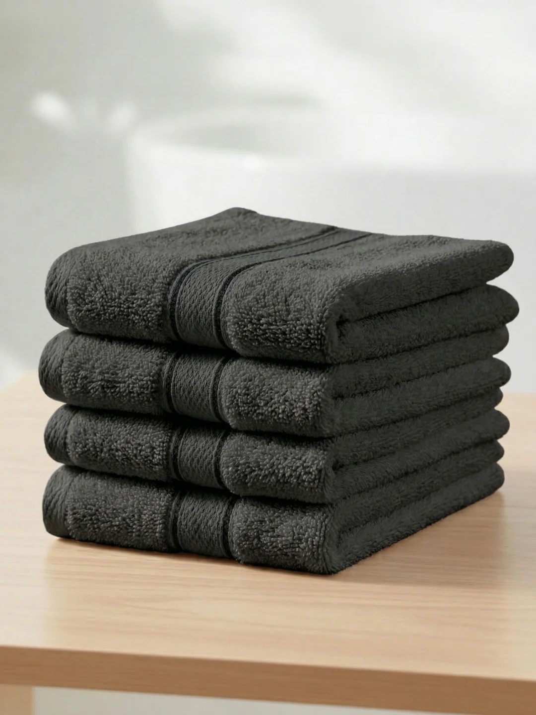 Green Pure Cotton Solid 400 GSM Face Towel 4 Pc Set (Jasper Collection)