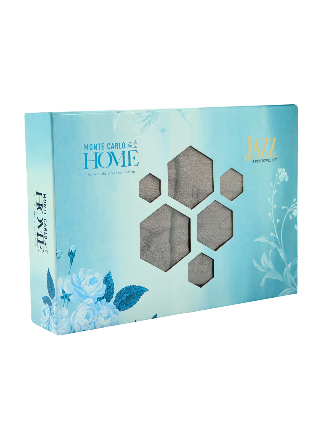 Grey 100% Cotton Solid 380 GSM Bath Towel Jazz 4 Pc Set Gifting Box Pack - Image 12
