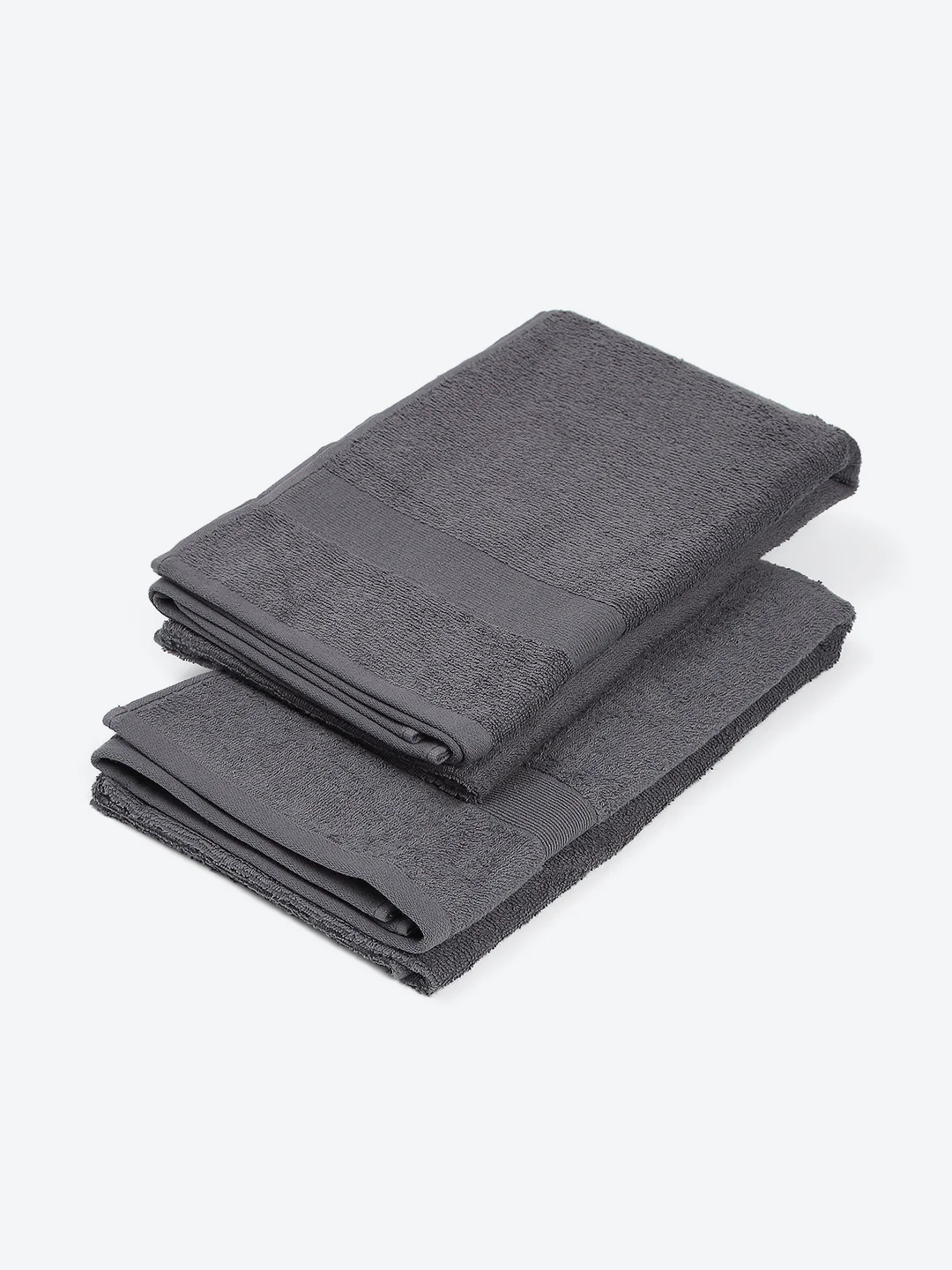 Grey Cotton Solid 380 GSM Bath Towel 2Pc Set (Albella) - Image 2