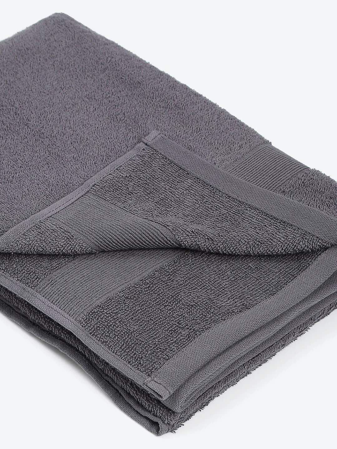 Grey Cotton Solid 380 GSM Bath Towel 2Pc Set (Albella) - Image 3