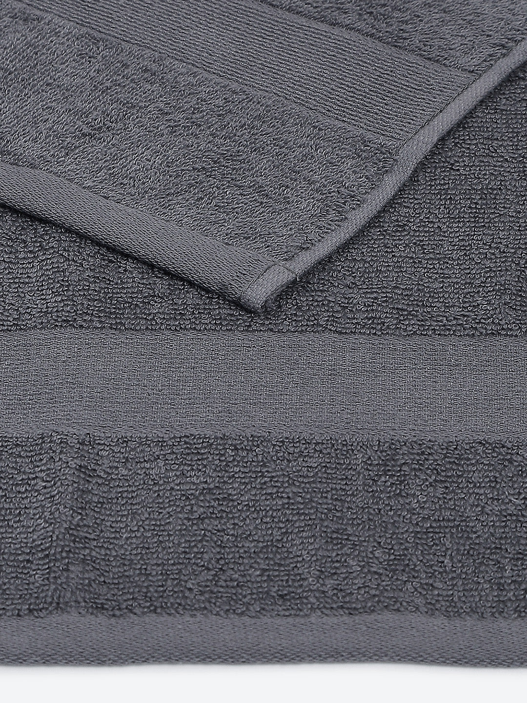 Grey Cotton Solid 380 GSM Bath Towel (Albella) - Image 4
