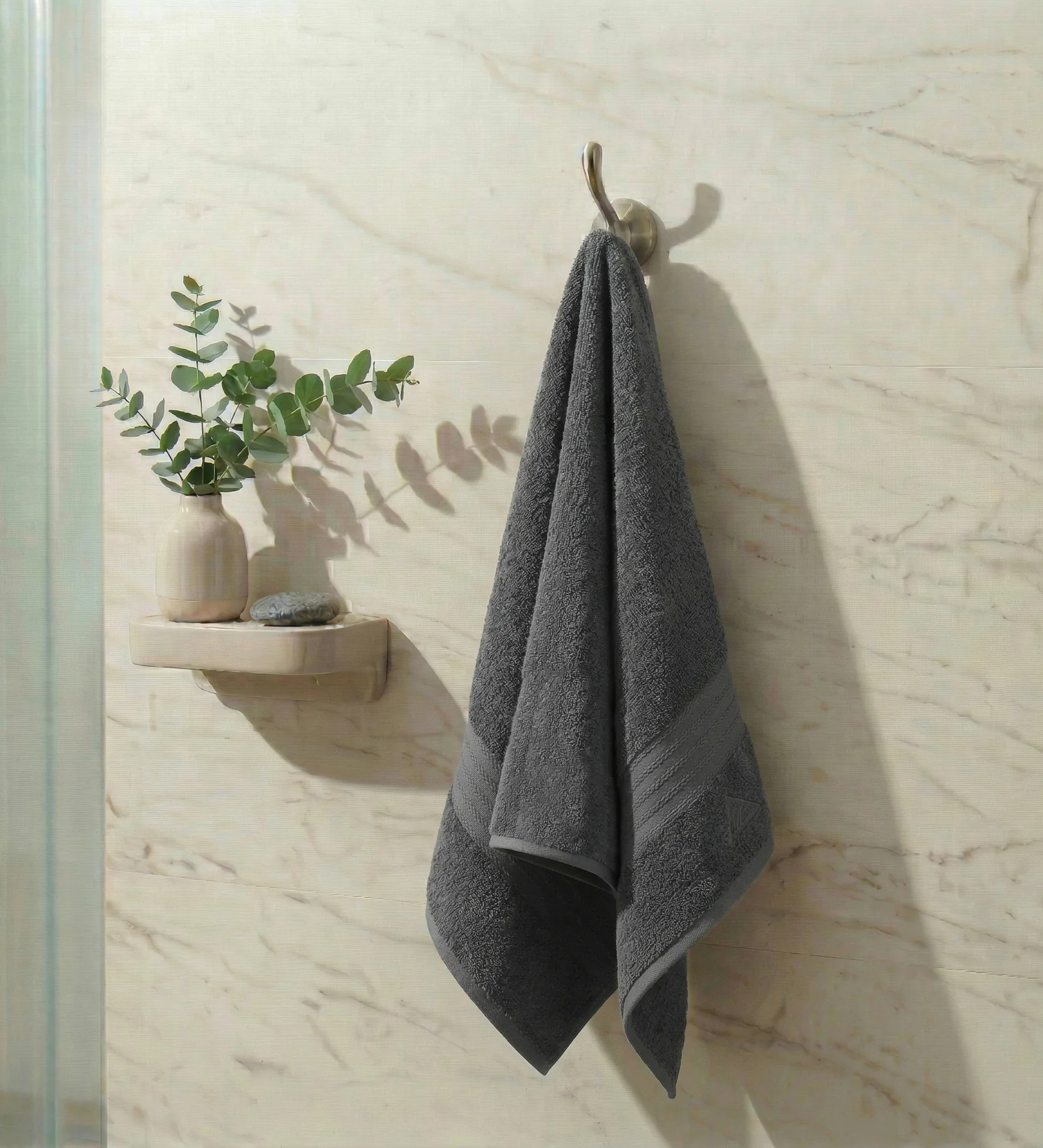 Grey Pure Cotton Solid 380 GSM Bath Towel 1 Piece (Jazz Collection)