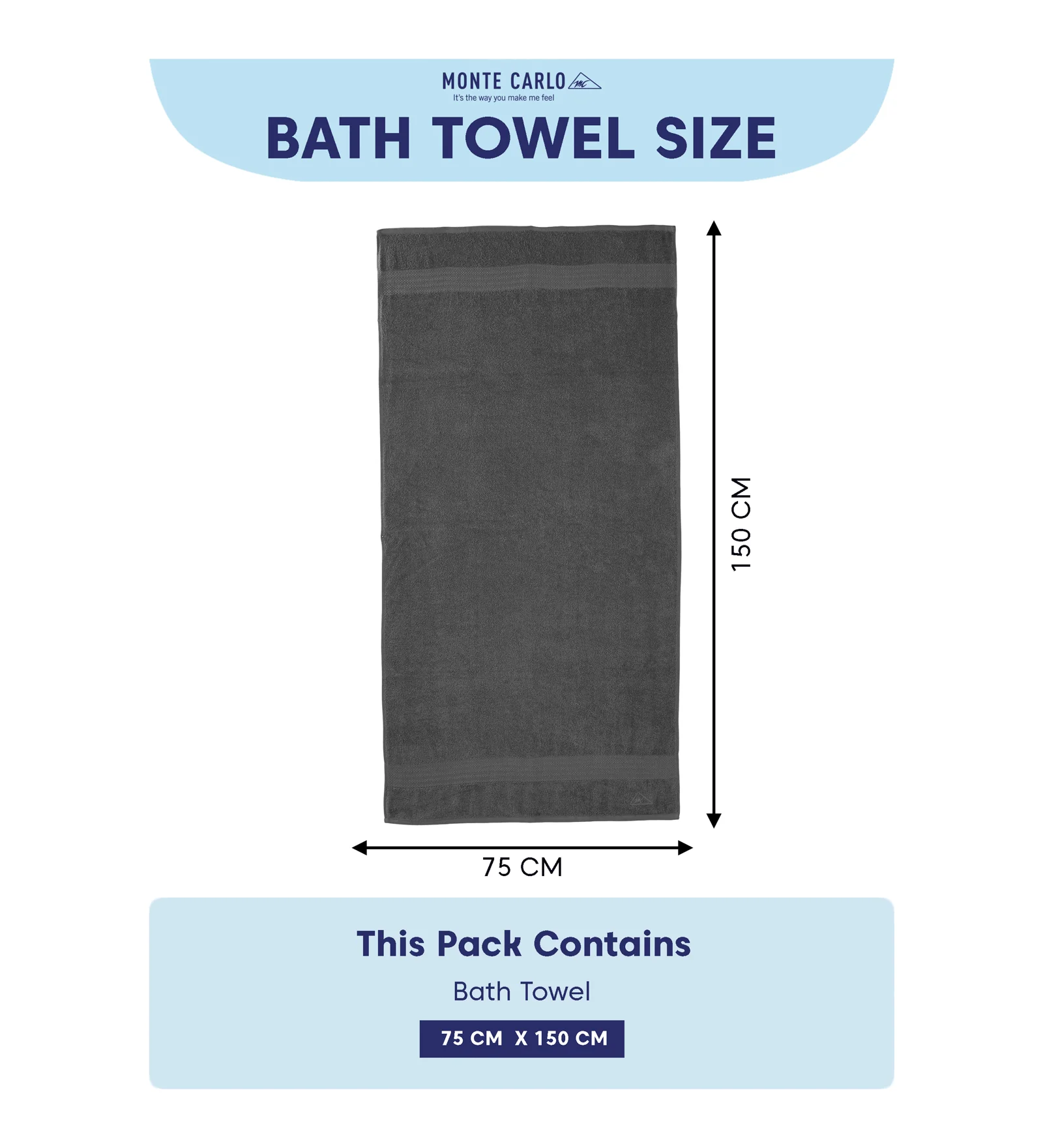 Grey Pure Cotton Solid 380 GSM Bath Towel 1 Piece (Jazz Collection) - Image 8