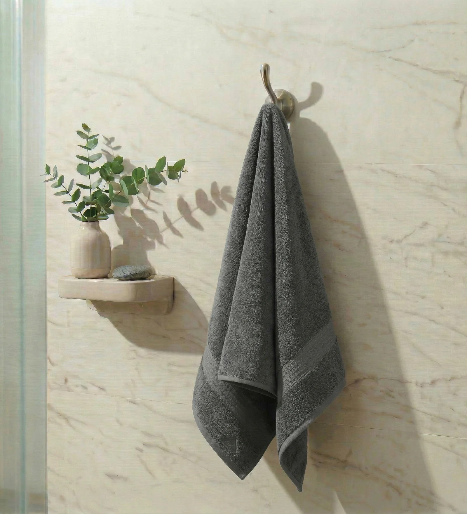 Grey Pure Cotton Solid 380 GSM Bath Towel 1 Piece (Jazz Collection)