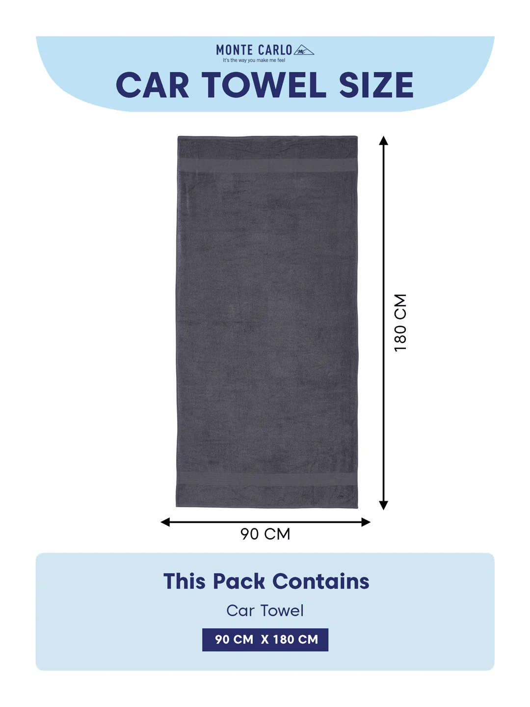 Grey Pure Cotton Solid 380 GSM Car Towel 1 Piece (Jazz Collection) - Image 7