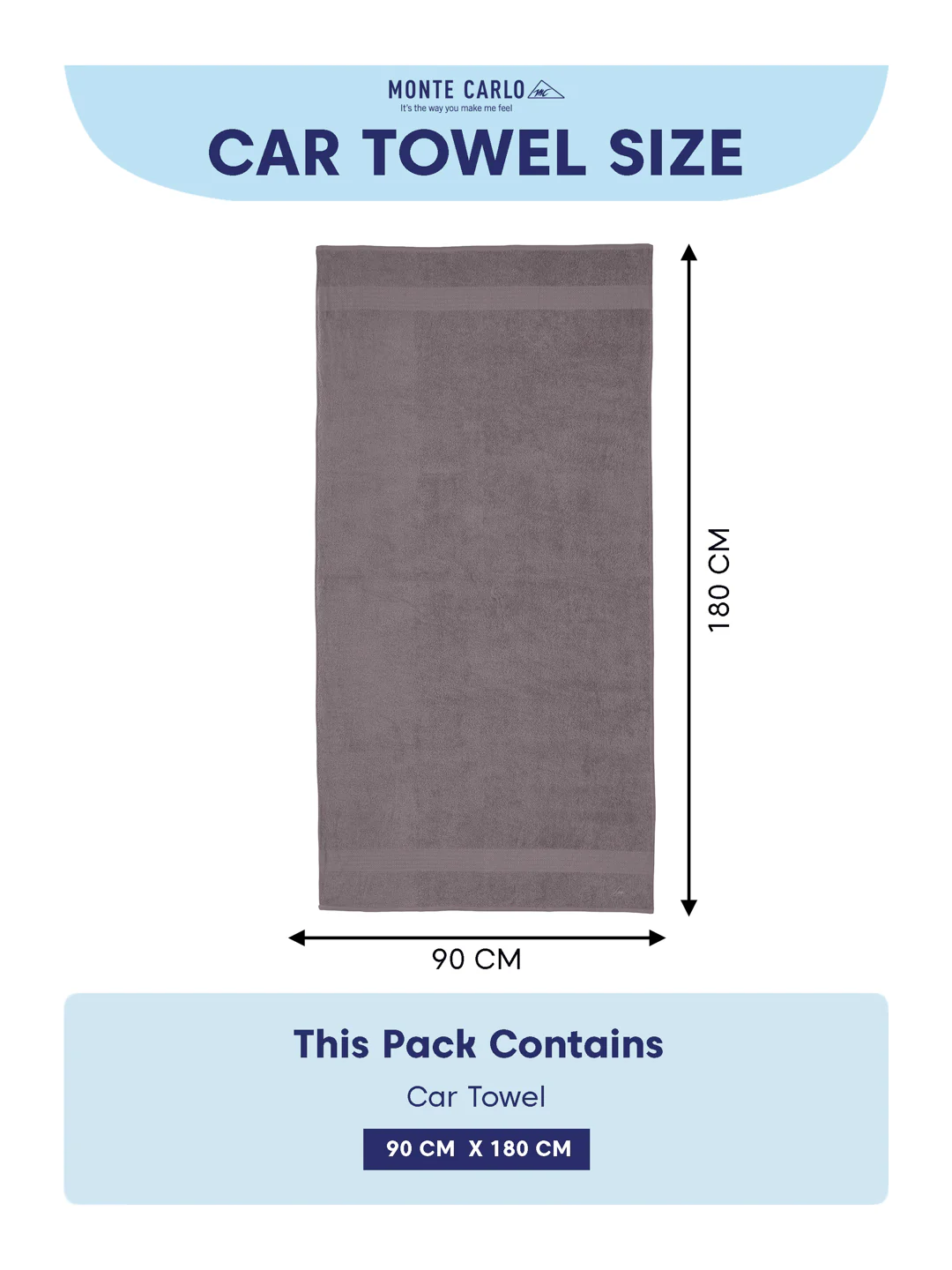 Grey Pure Cotton Solid 380 GSM Car Towel 1 Piece (Jazz Collection) - Image 7