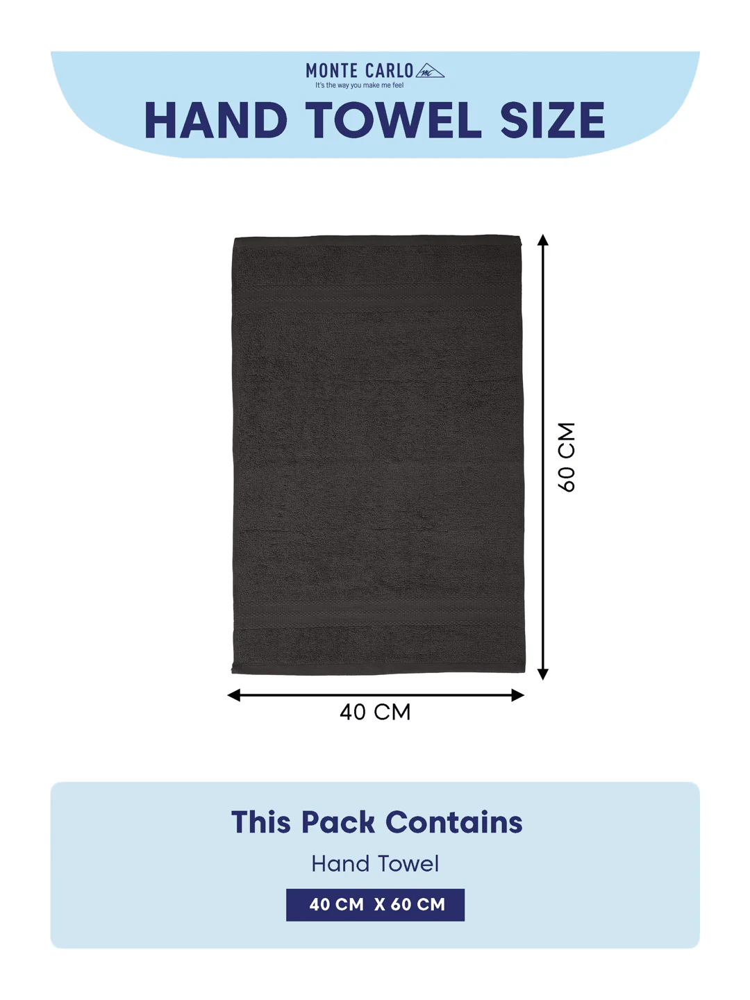 Grey Pure Cotton Solid 380 GSM Hand Towel 2 Pc Set (Jazz Collection) - Image 10