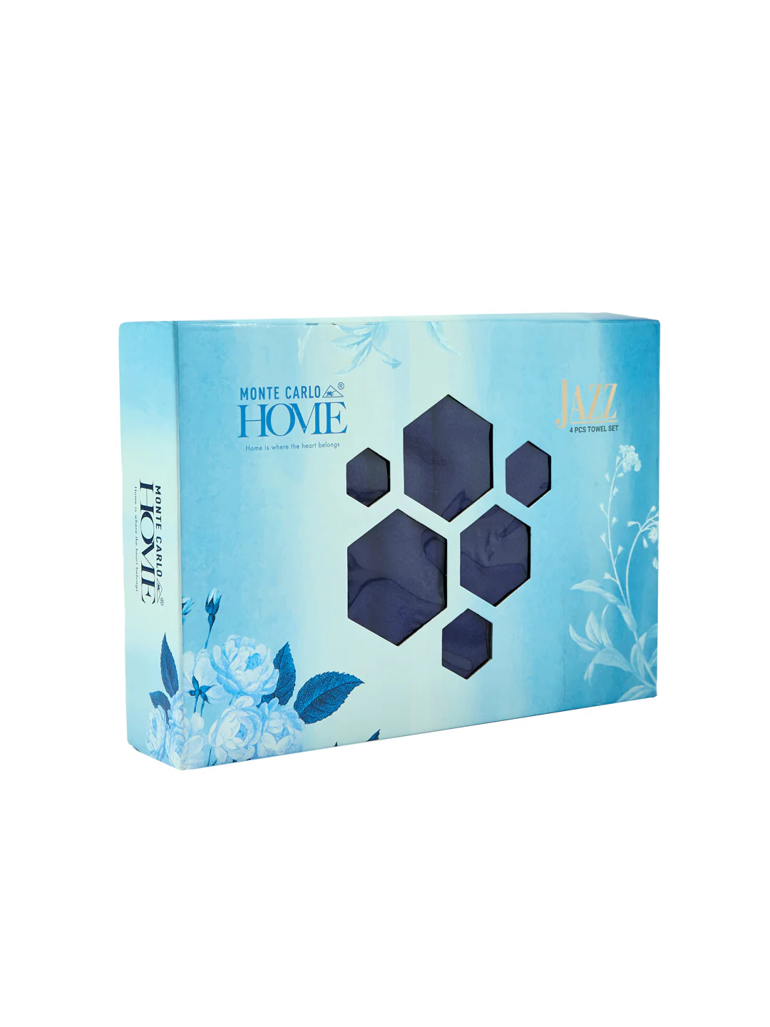 Insignia Blue 100% Cotton Solid 380 GSM Bath Towel Jazz 4 Pc Set Gifting Box Pack - Image 12