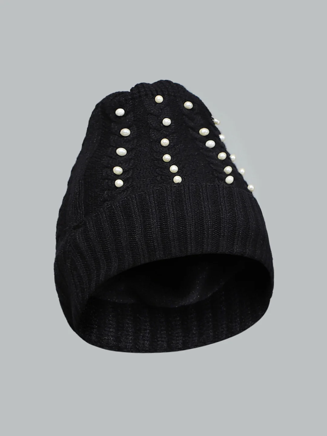 Kids Black Self Design Cap - Image 2