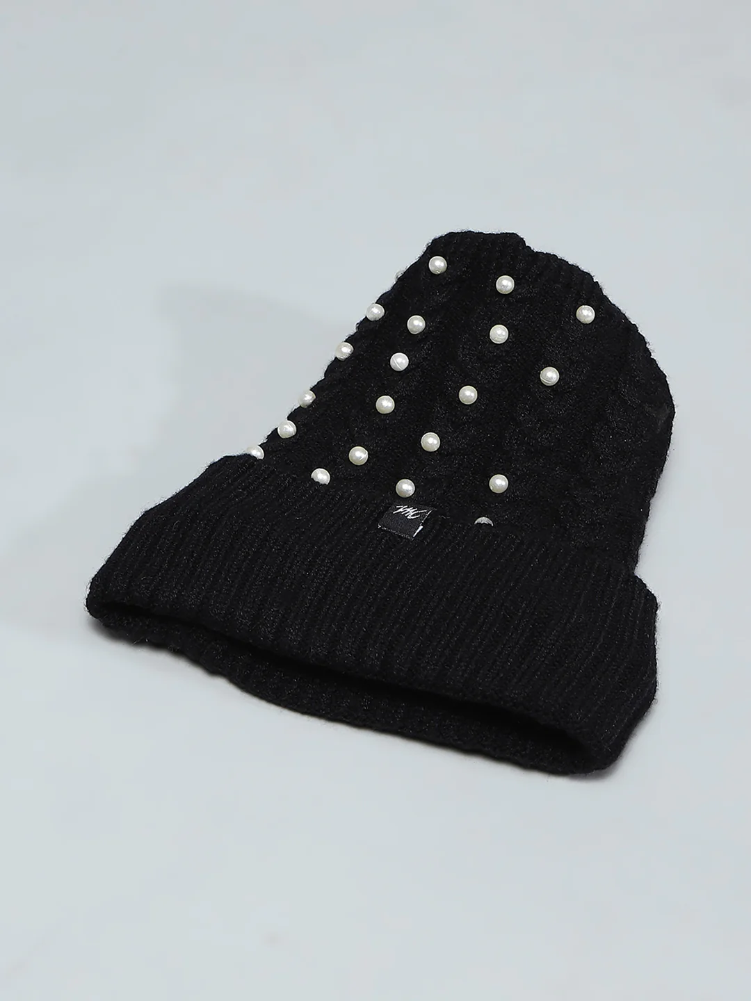 Kids Black Self Design Cap - Image 6