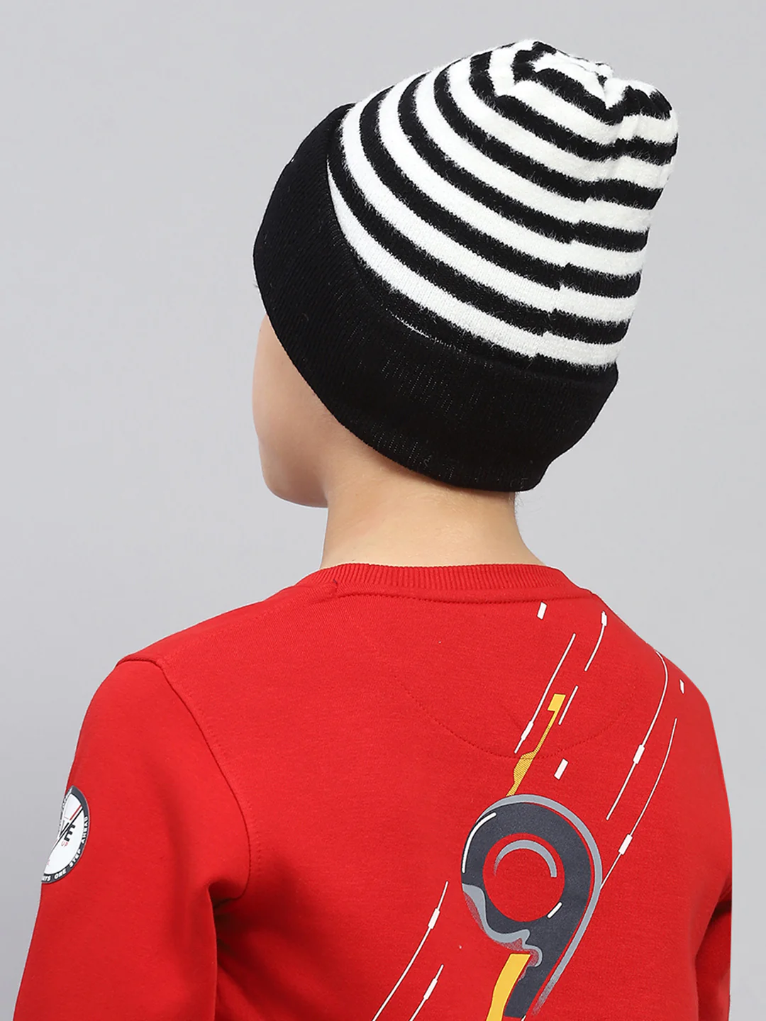 Kids Black Self Design Cap - Image 5