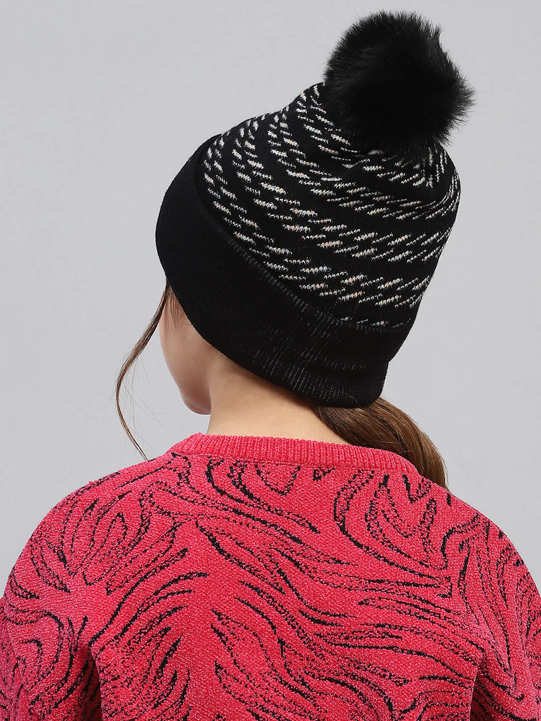Kids Black Self Design Cap - Image 5