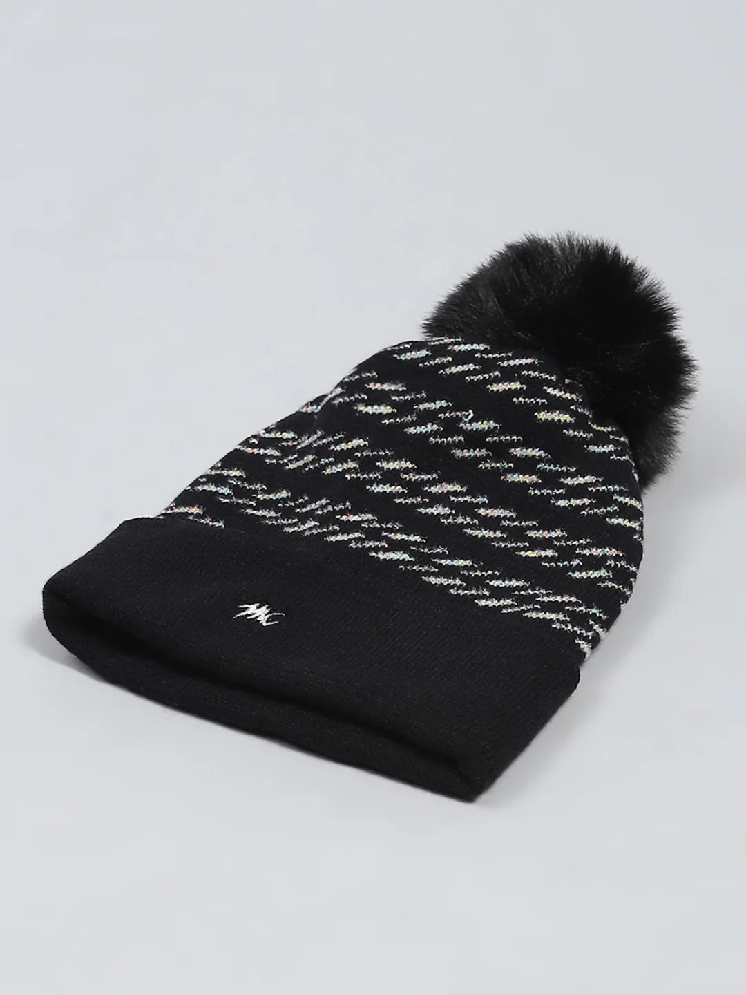 Kids Black Self Design Cap - Image 6