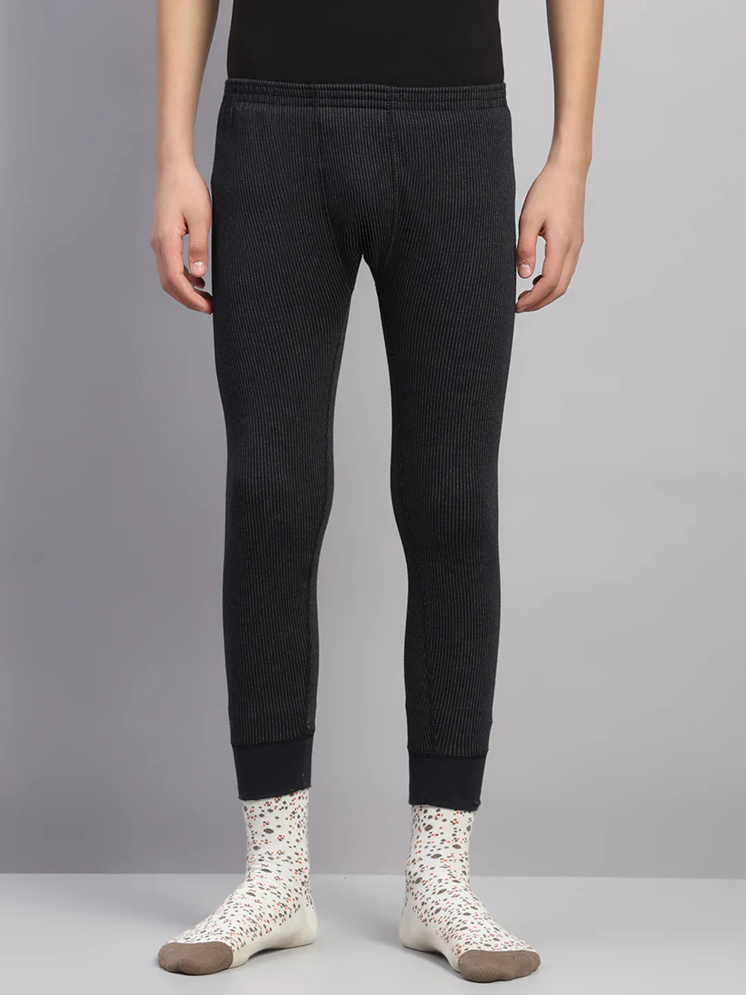 Kids Black Solid Regular Fit Thermal Lower