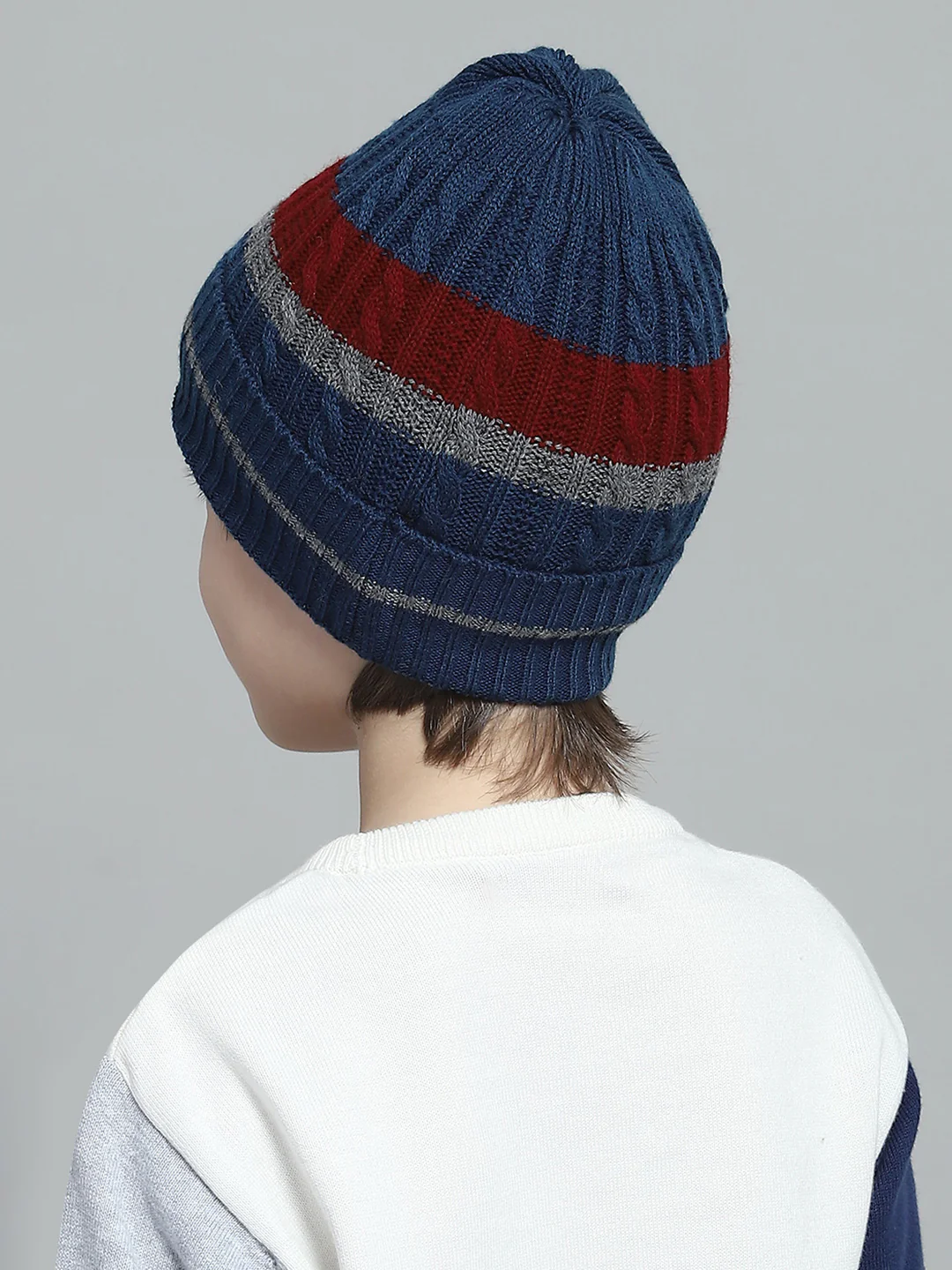 Kids Blue Self Design Cap - Image 5
