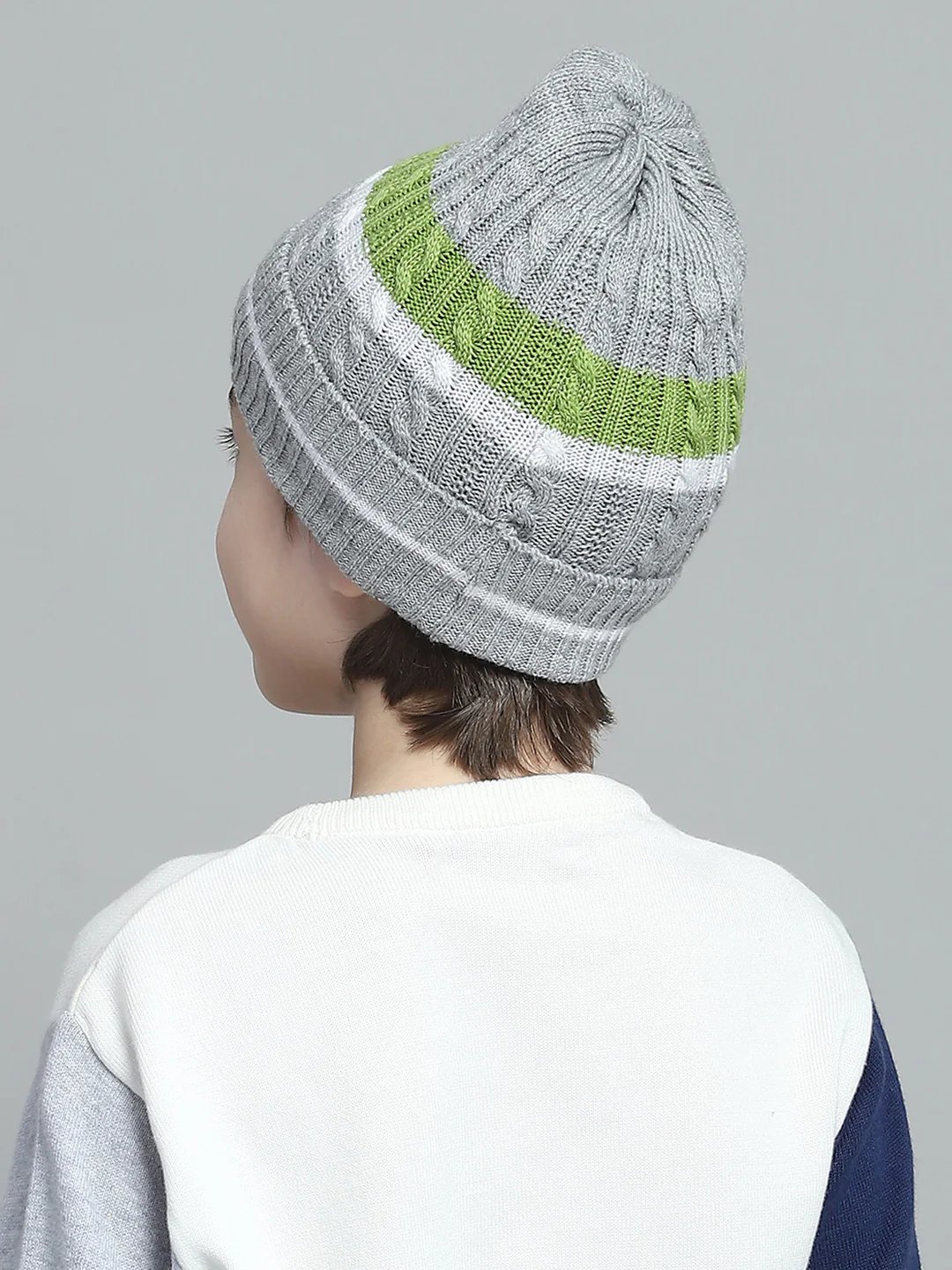 Kids Grey Self Design Cap - Image 5