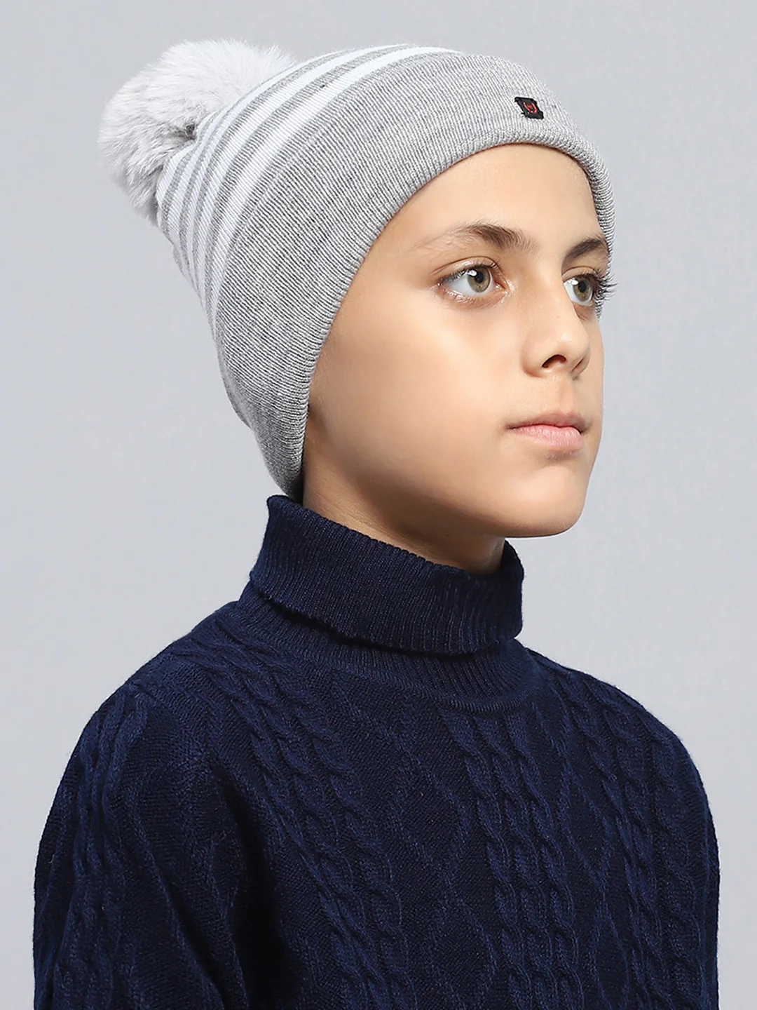 Kids Grey Self Design Cap - Image 4