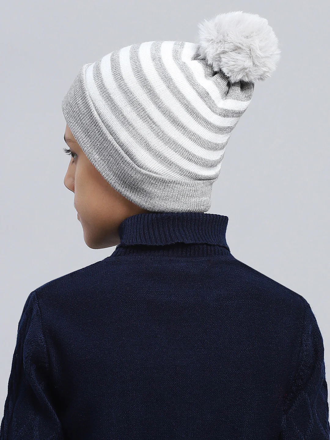 Kids Grey Self Design Cap - Image 5
