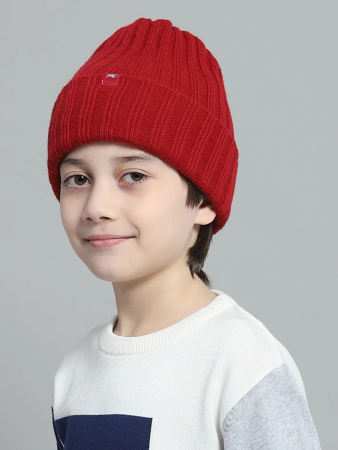 Kids Maroon Self Design Cap - Image 3