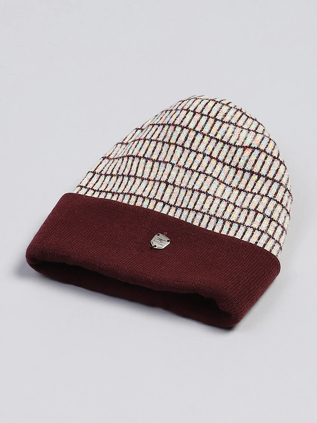 Kids Maroon Self Design Cap - Image 6