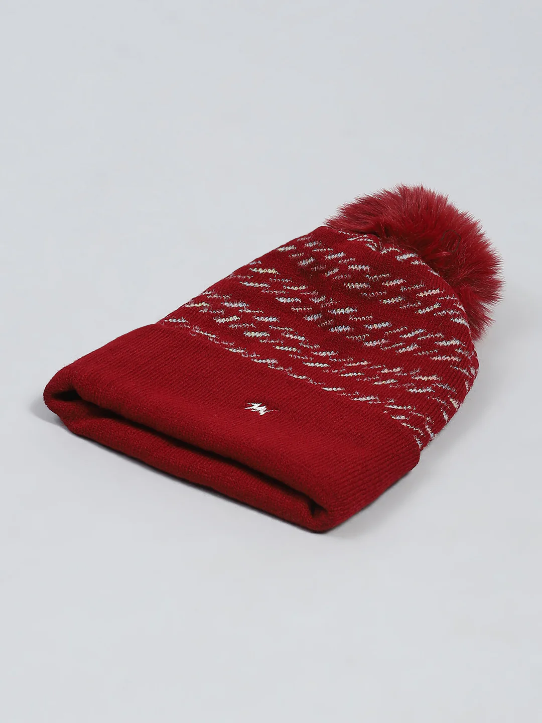 Kids Maroon Self Design Cap - Image 6
