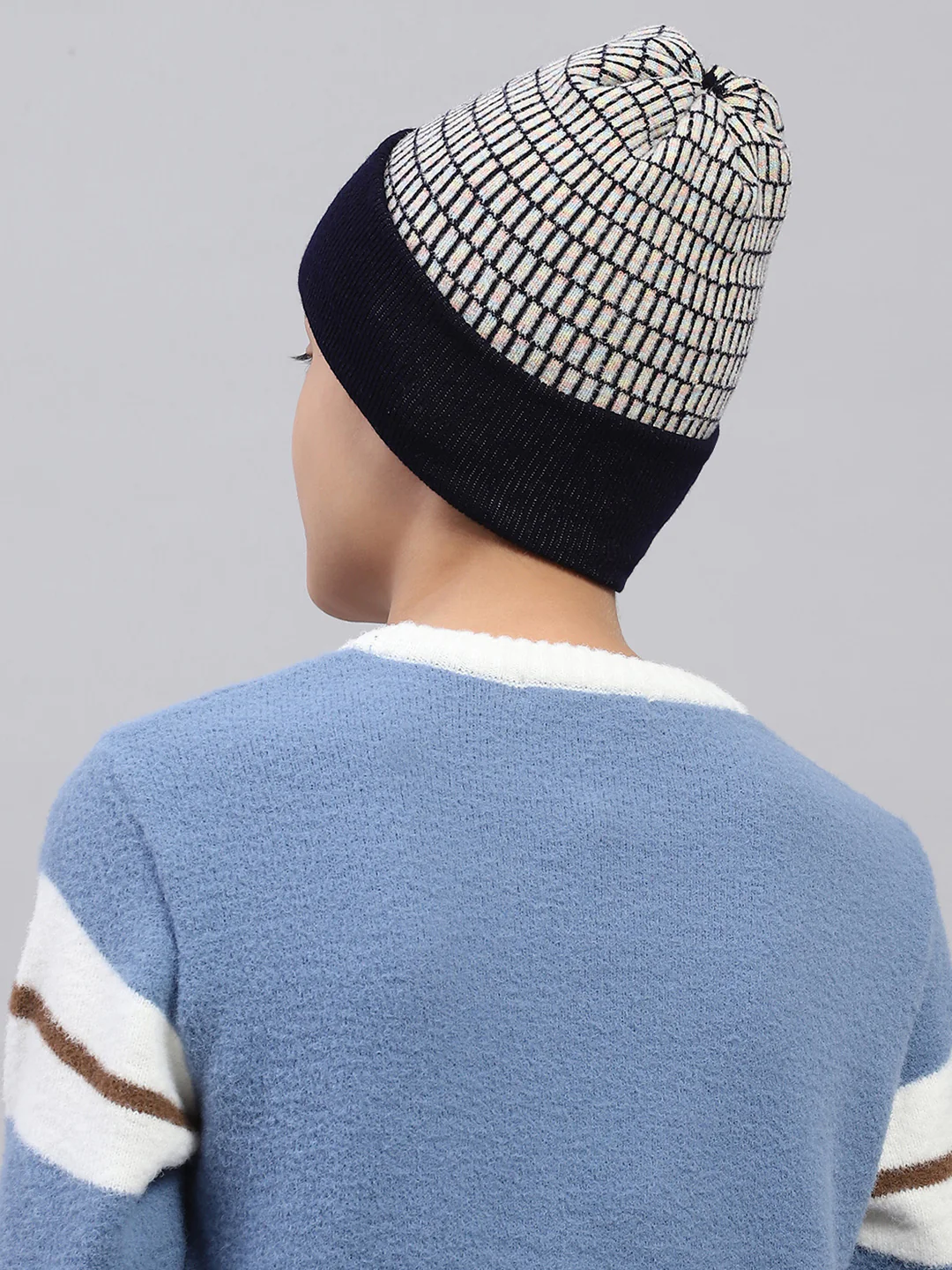 Kids Navy Blue Self Design Cap - Image 5