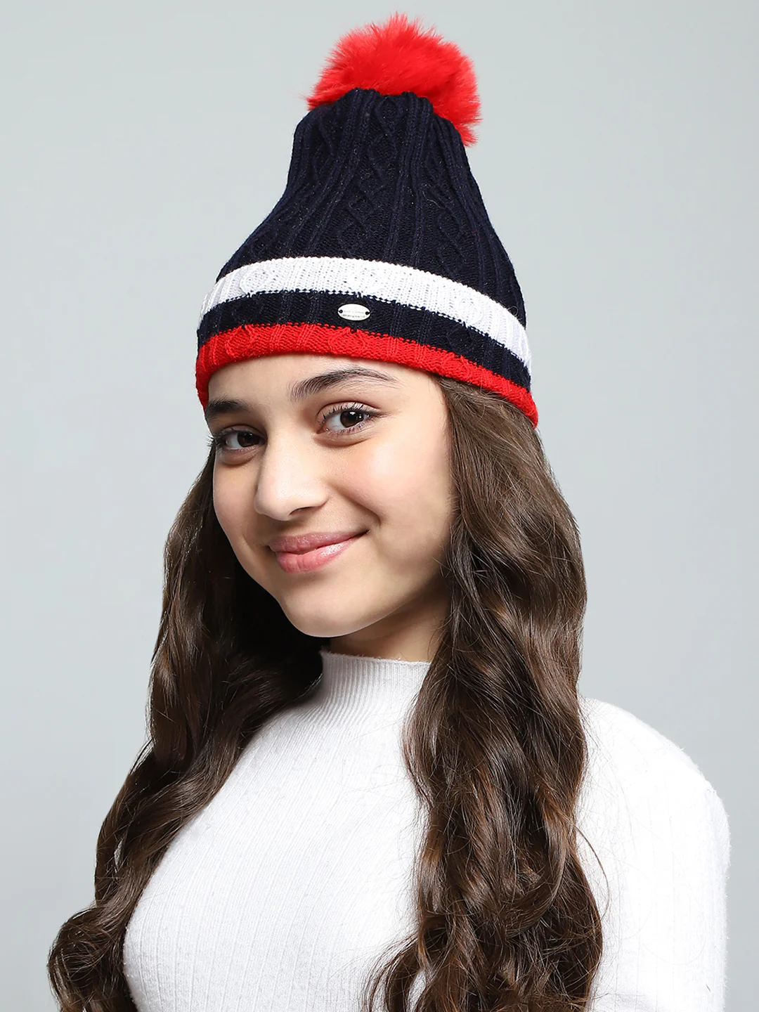Kids Navy Blue Self Design Cap - Image 3