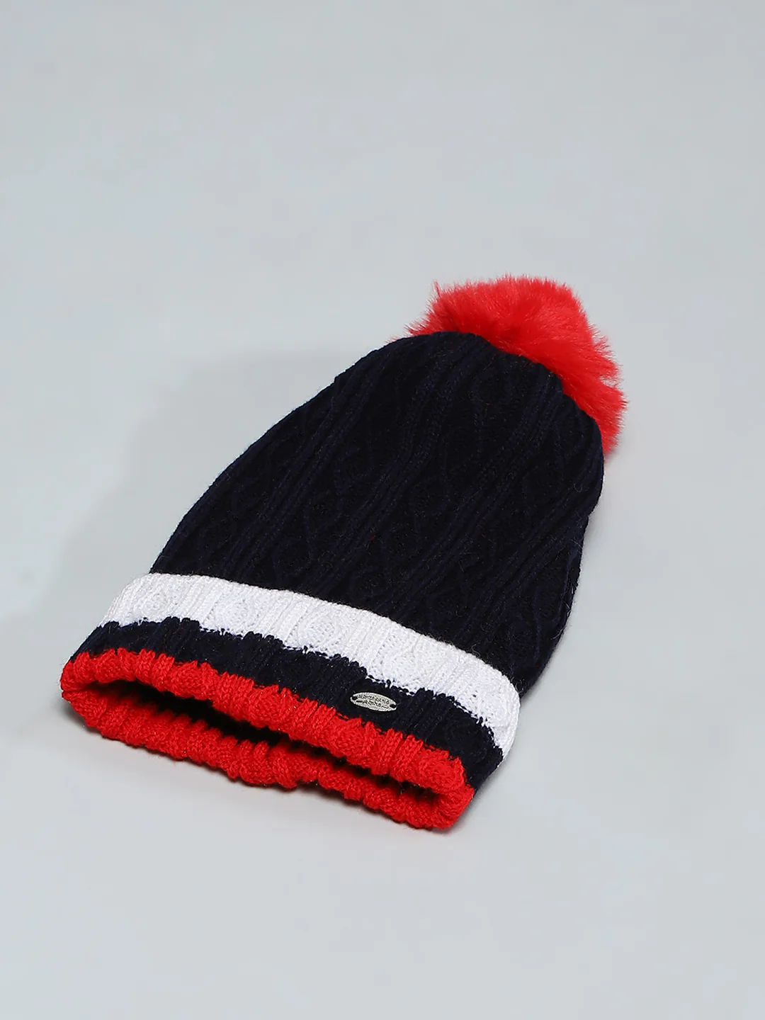 Kids Navy Blue Self Design Cap - Image 6