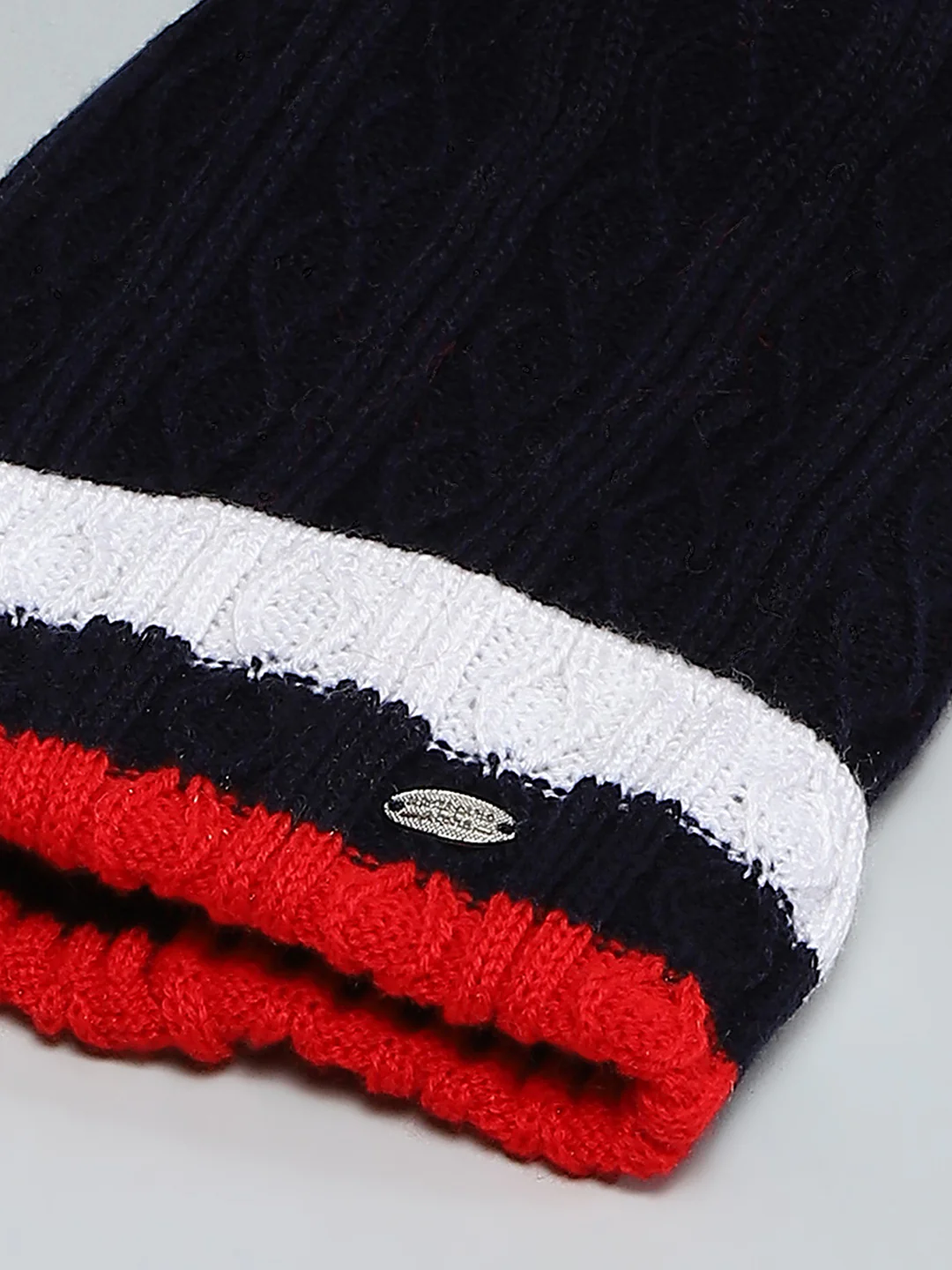Kids Navy Blue Self Design Cap - Image 7