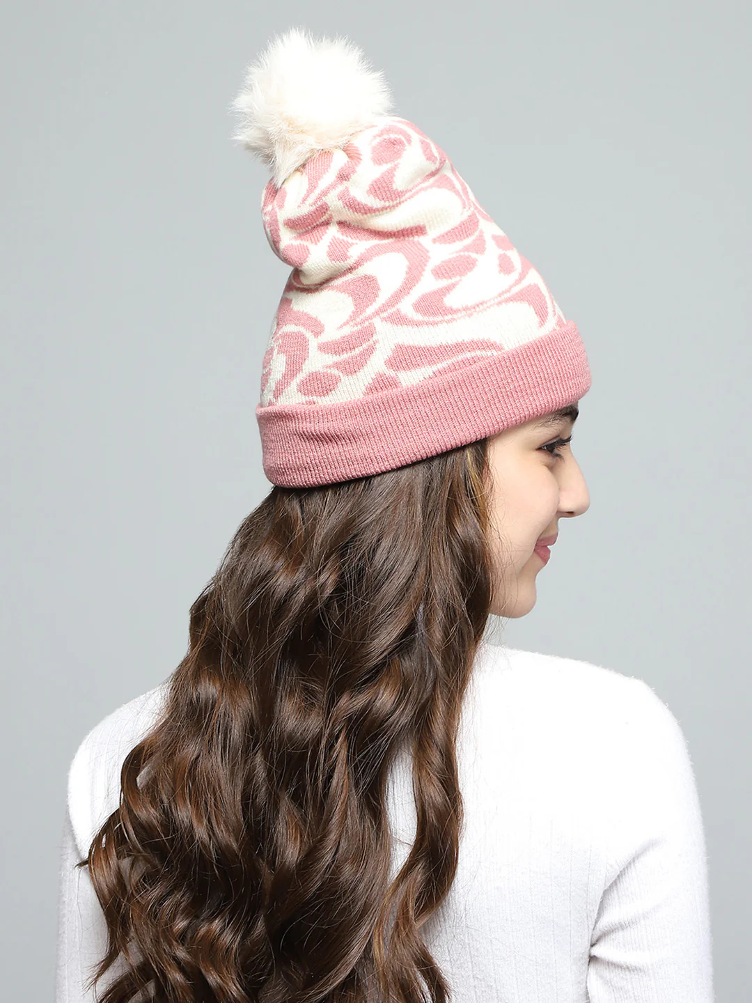 Kids Pink Self Design Cap - Image 5