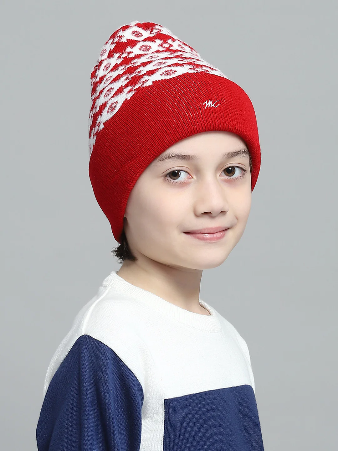 Kids Red Self Design Cap - Image 4