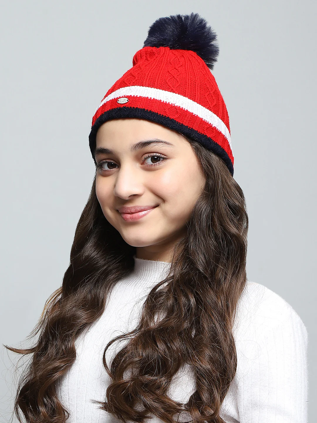 Kids Red Self Design Cap - Image 3