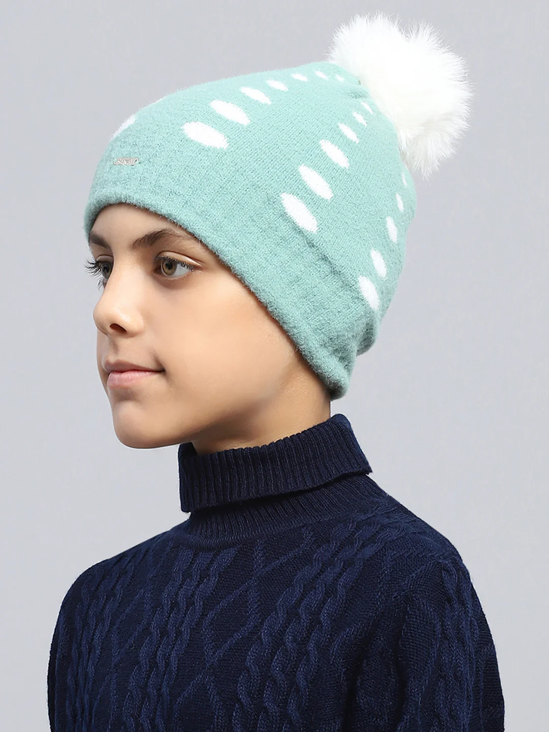 Kids Sky Blue Self Design Cap - Image 3