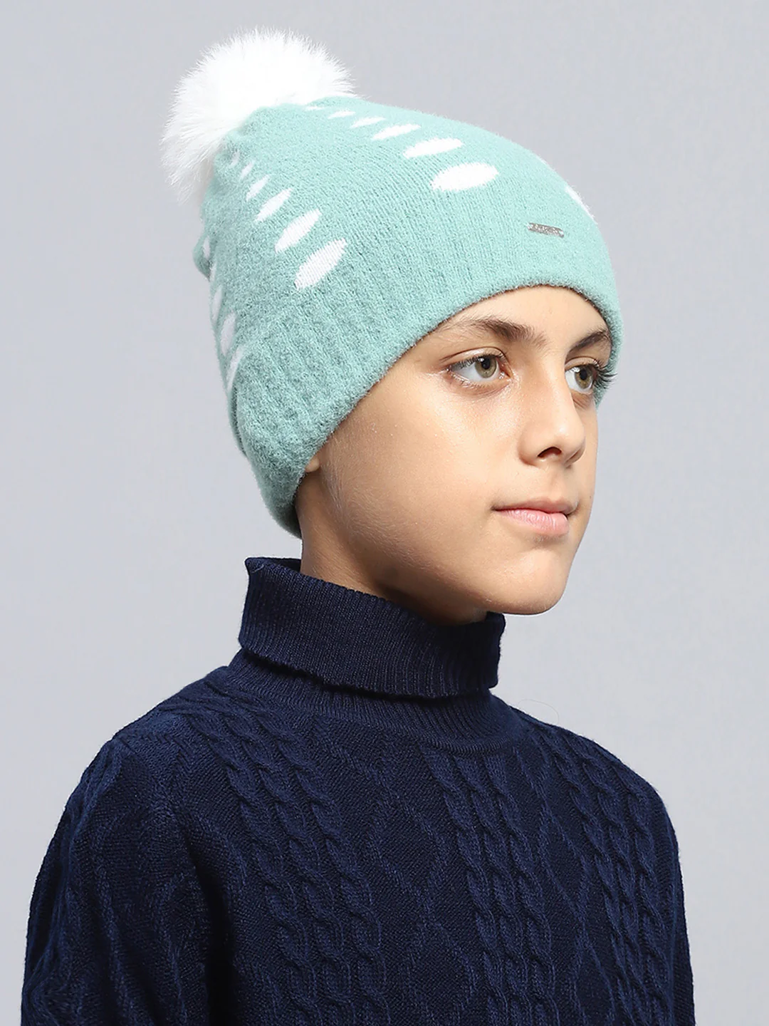Kids Sky Blue Self Design Cap - Image 4