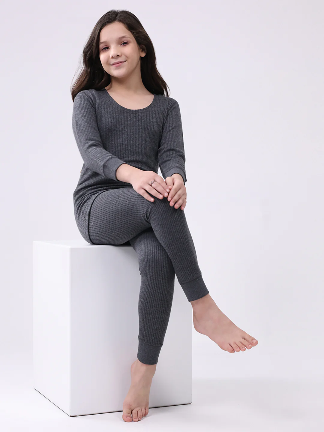 Kids-Unisex Charcoal Solid Thermal Lower - Image 2