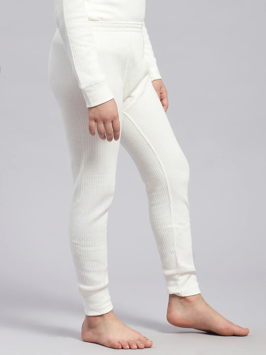 Kids-Unisex White Solid Thermal Lower - Image 4
