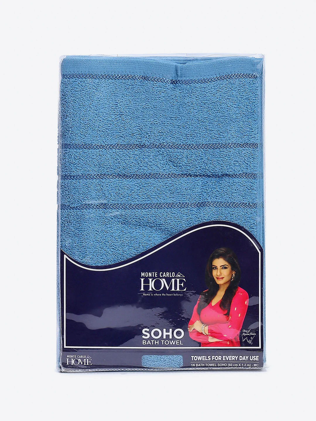 Light Blue Cotton Solid 350 GSM Bath Towel (Soho) - Image 5