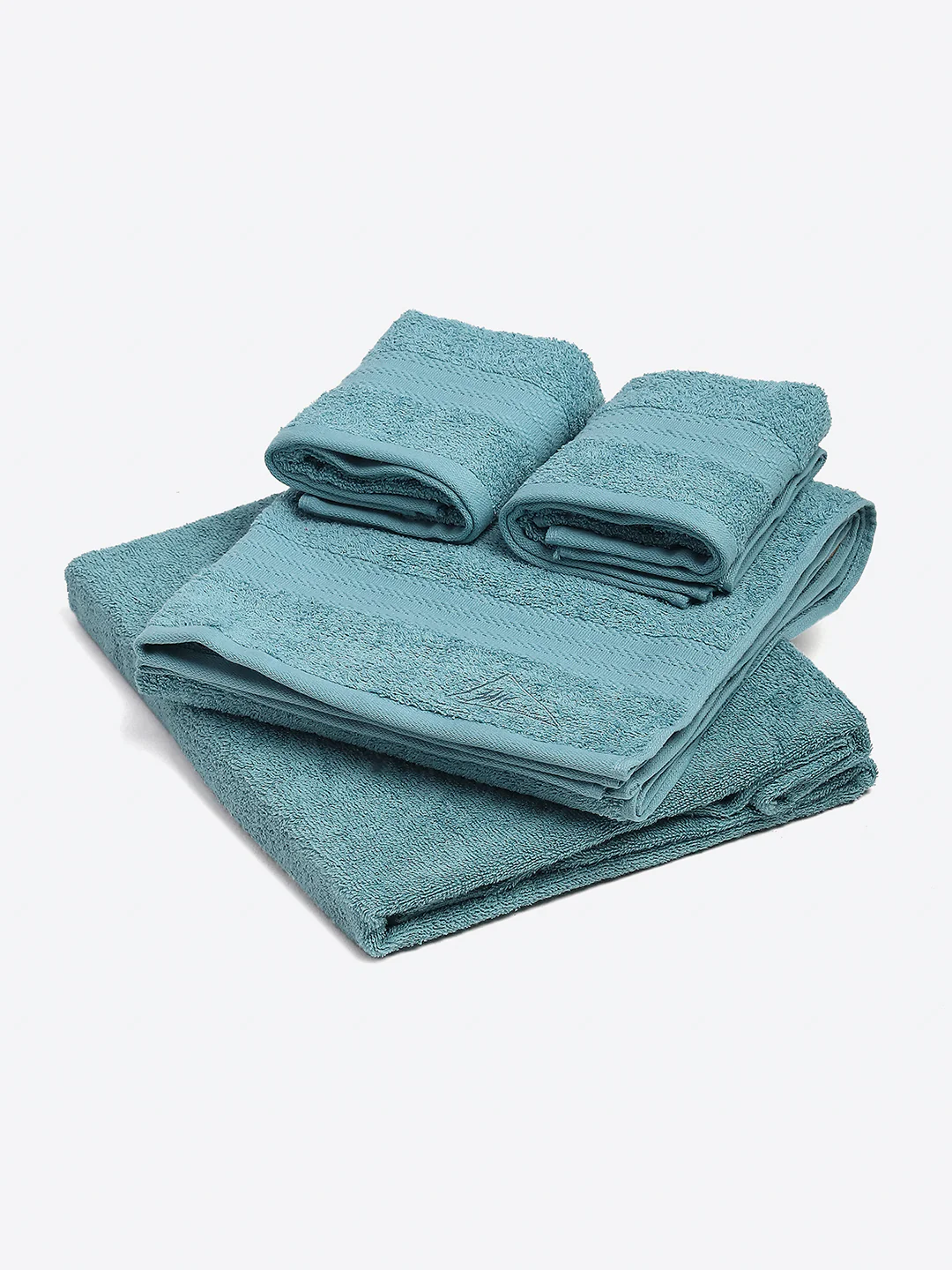 Light Blue Cotton Solid 380 GSM 2 Bath Towel & 2 Hand Towel - Image 2