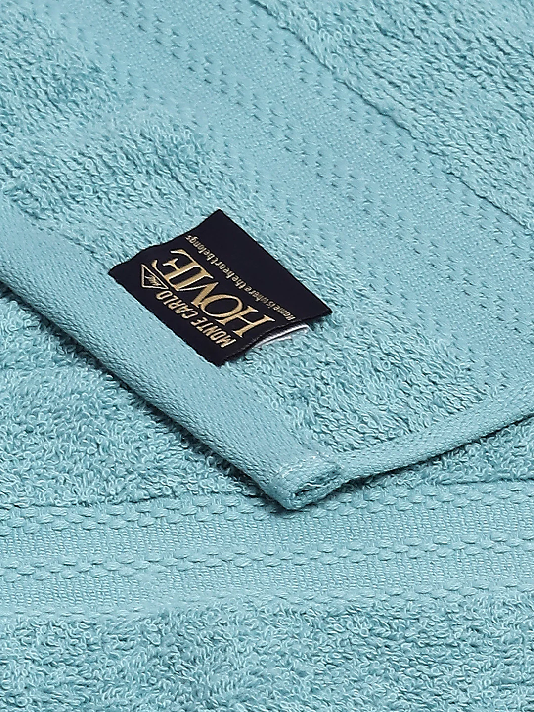 Light Blue Cotton Solid 380 GSM 2 Bath Towel & 2 Hand Towel - Image 3