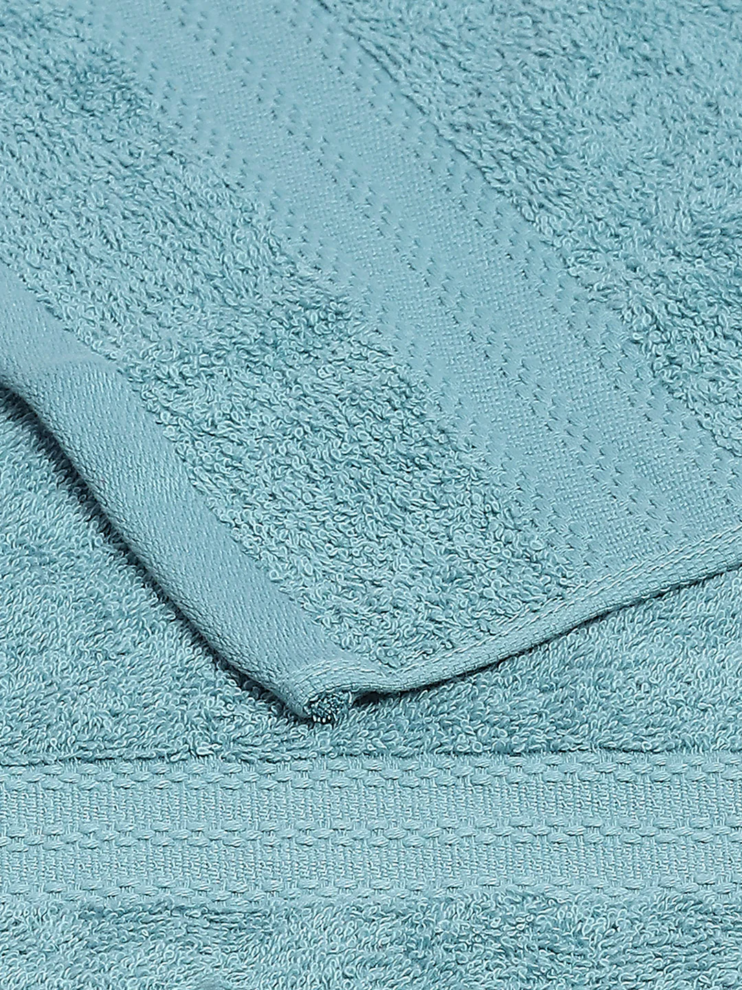 Light Blue Cotton Solid 380 GSM 2 Bath Towel & 2 Hand Towel - Image 4