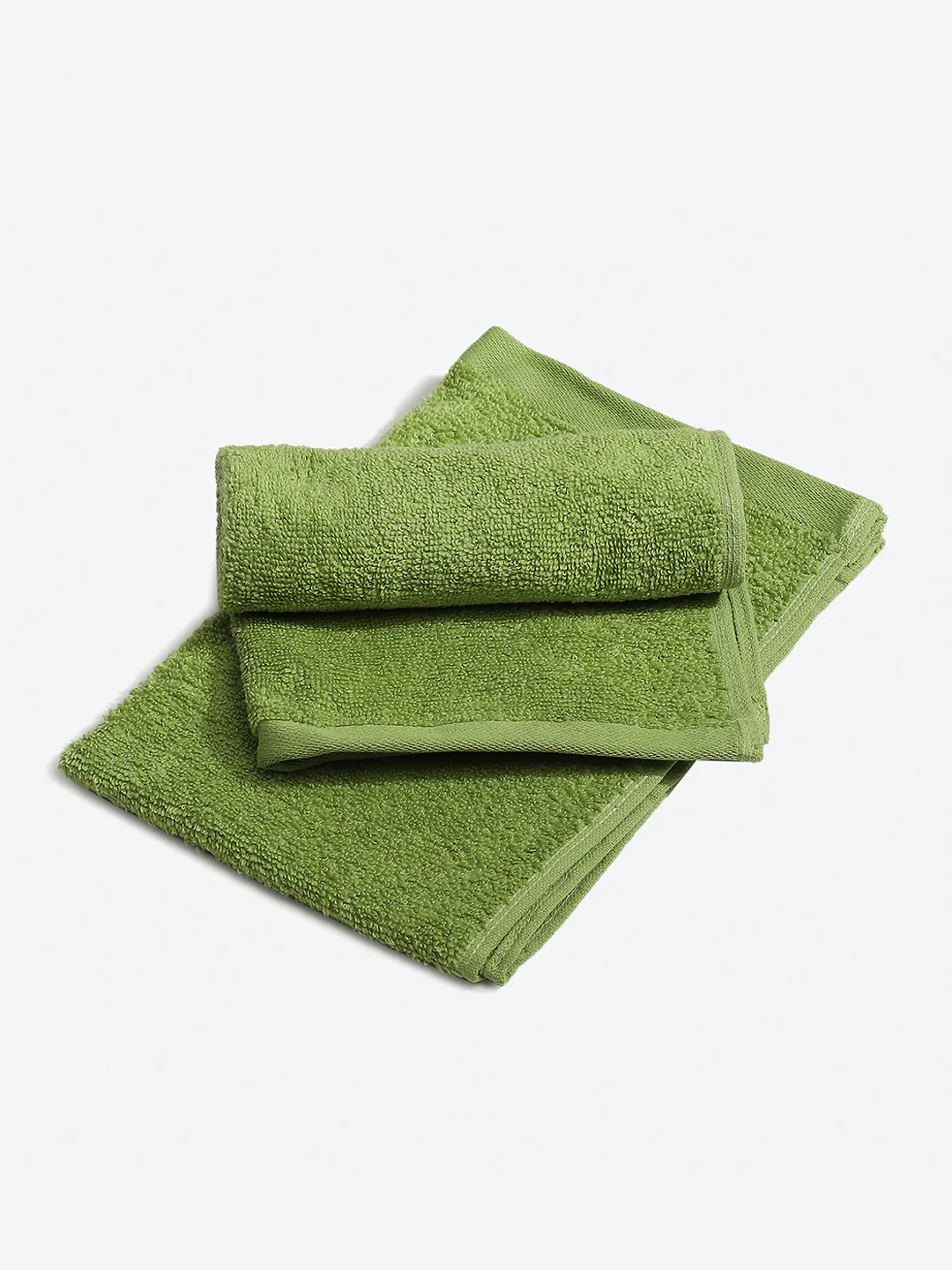 Light Green Cotton Solid 350 GSM Hand Towel (Pack of 2) - Image 2