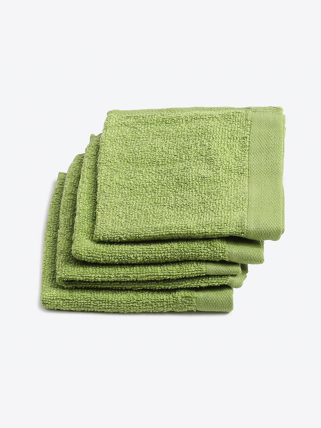 Light Green Cotton Solid 600 GSM Face Towel (Pack of 4) - Image 2