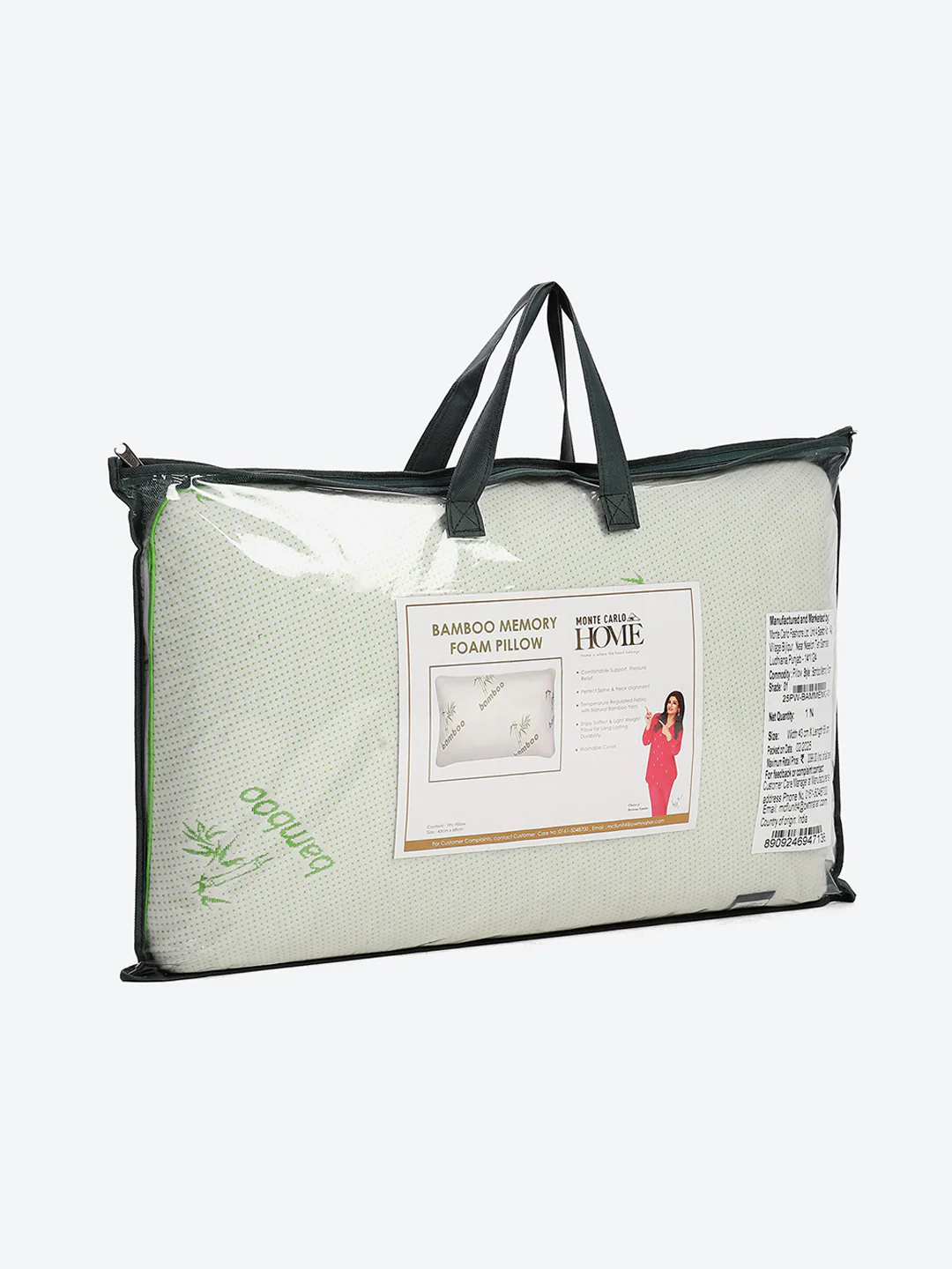 Light Green Printed Bamboo with Memory Foam Pillow - Image 5