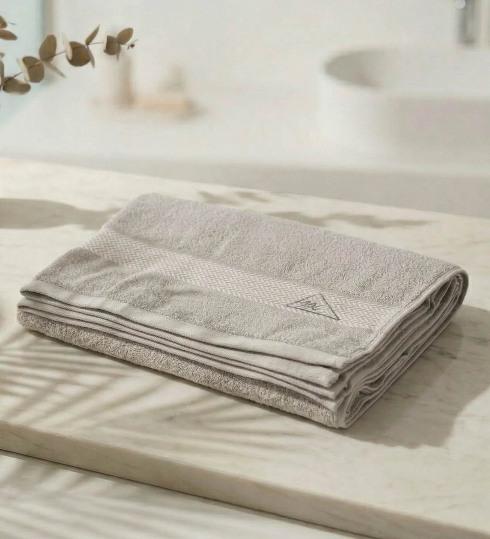 Light Grey Pure Cotton Solid 450 GSM Bath Towel 1 Piece (Oasis Collection) - Image 2