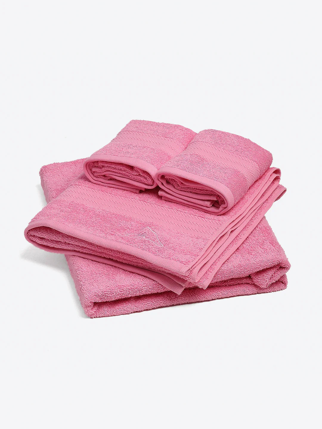 Light Pink Cotton Solid 380 GSM 2 Bath Towel & 2 Hand Towel - Image 2
