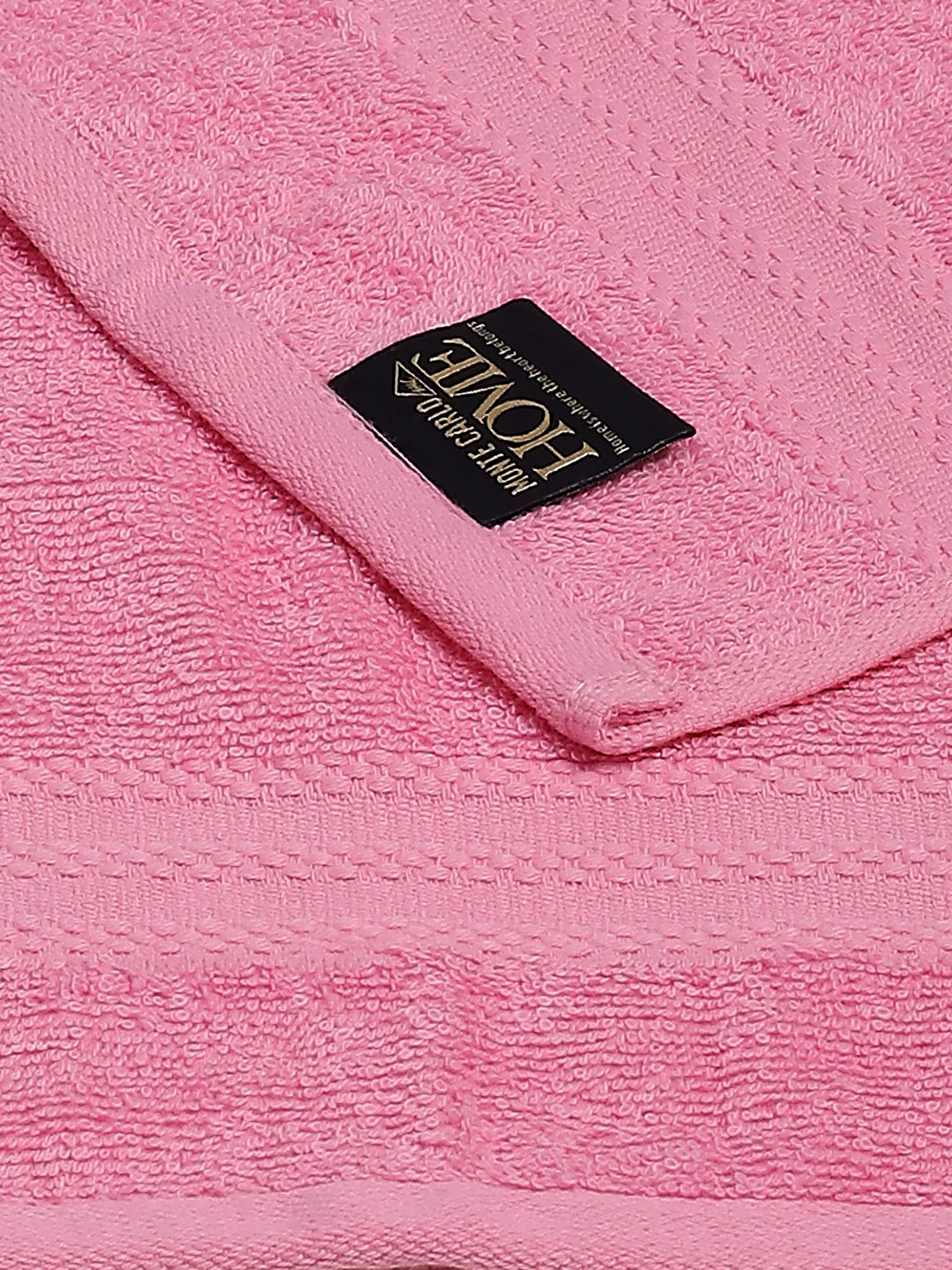 Light Pink Cotton Solid 380 GSM 2 Bath Towel & 2 Hand Towel - Image 3