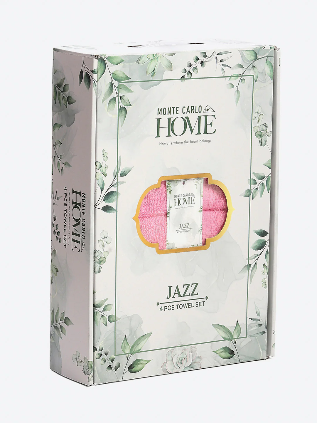 Light Pink Cotton Solid 380 GSM 2 Bath Towel & 2 Hand Towel - Image 5