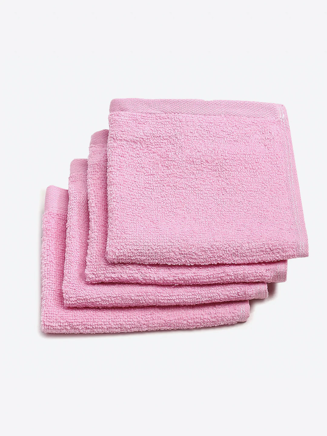 Light Pink Cotton Solid 600 GSM Face Towel (Pack of 4) - Image 2