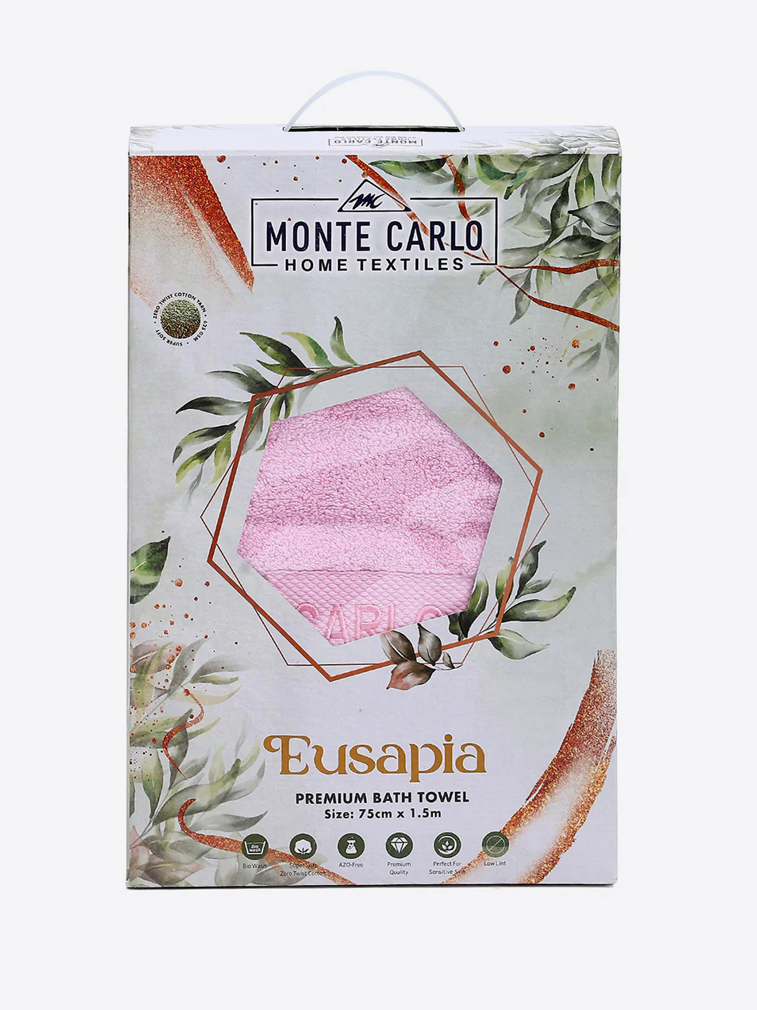 Light Pink Cotton Solid 650 GSM Bath Towel (Eusapia) - Image 5