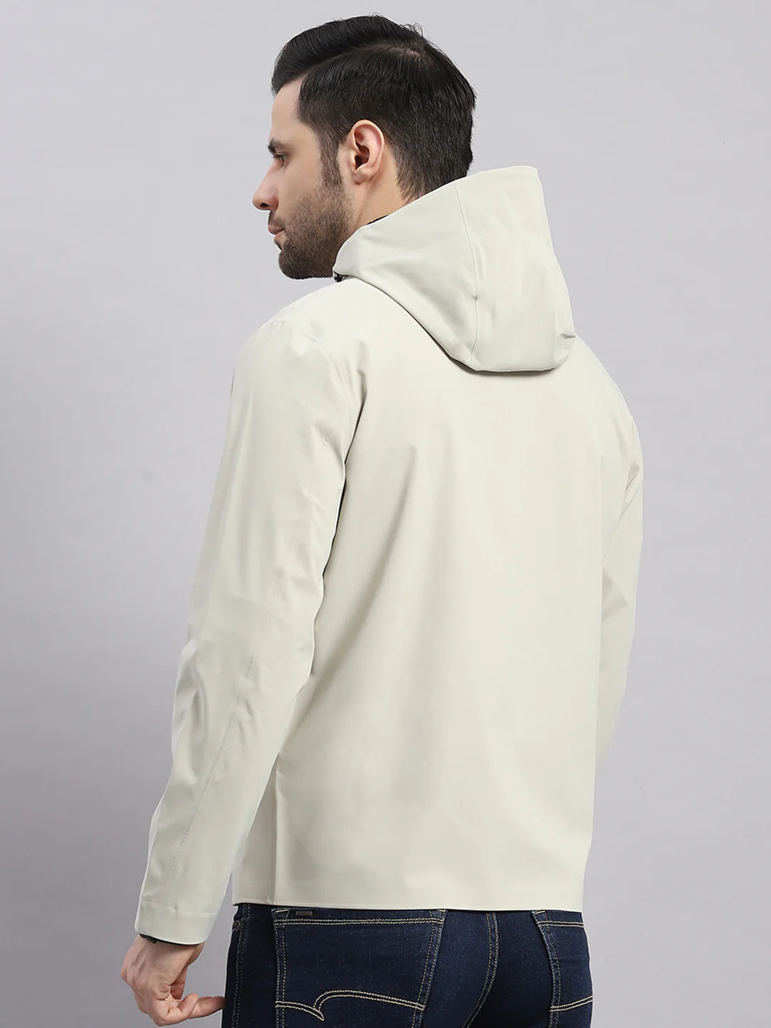Luxuria Men Beige Check Hooded Full Sleeve Reversible Jacket - Image 5